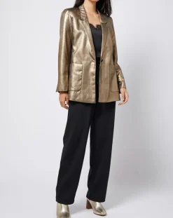 Femme Esprit Vestes, Blousons^Veste blazer enduit métallisé coupe droite bronze