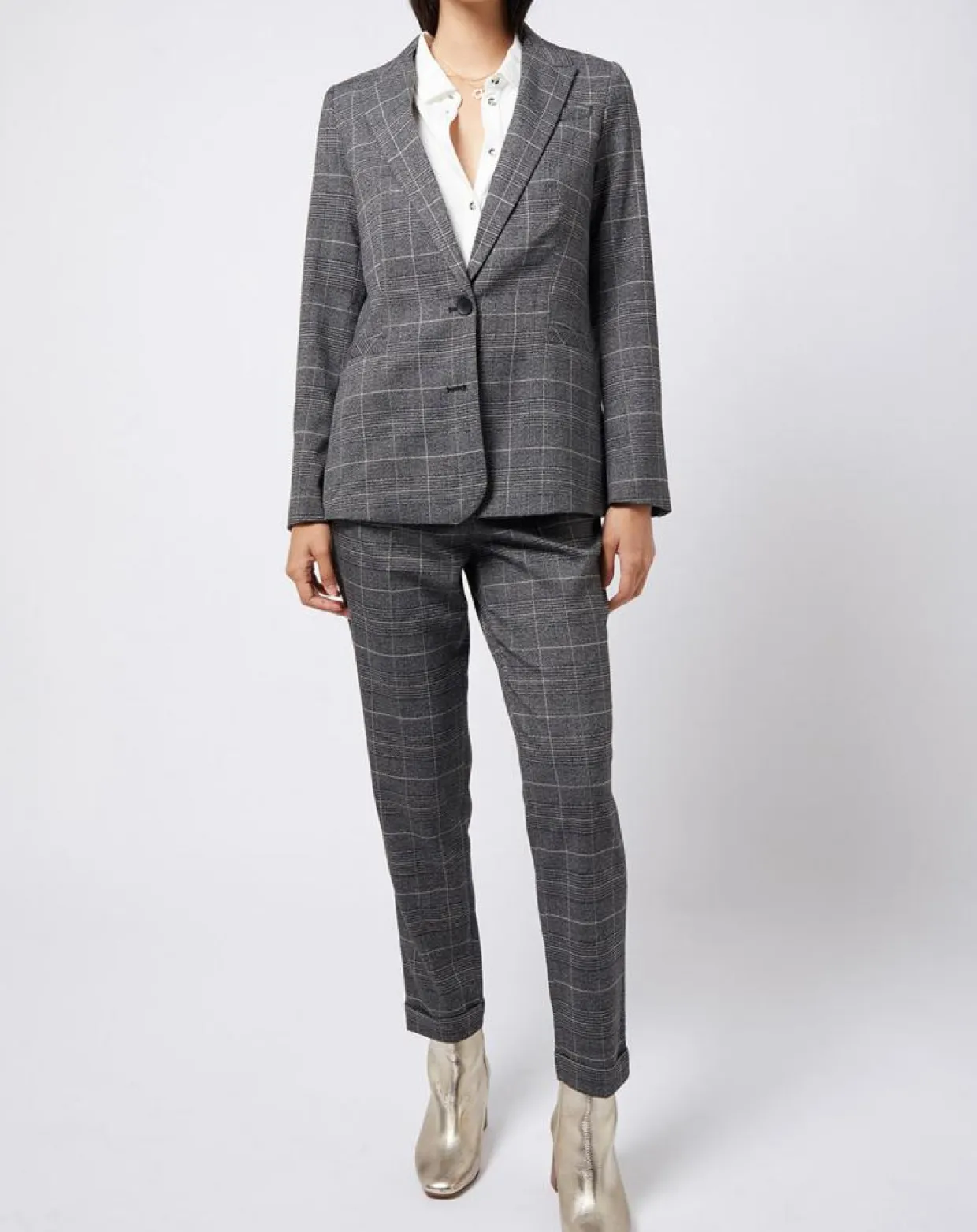 Femme Esprit Vestes, Blousons^Veste blazer prince de galles lurex grise