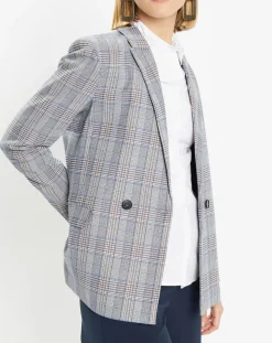 Femme Galeries Lafayette Vestes, Blousons^Veste blazer Rune double boutonnage imprimé Pince de Galles gris/noir