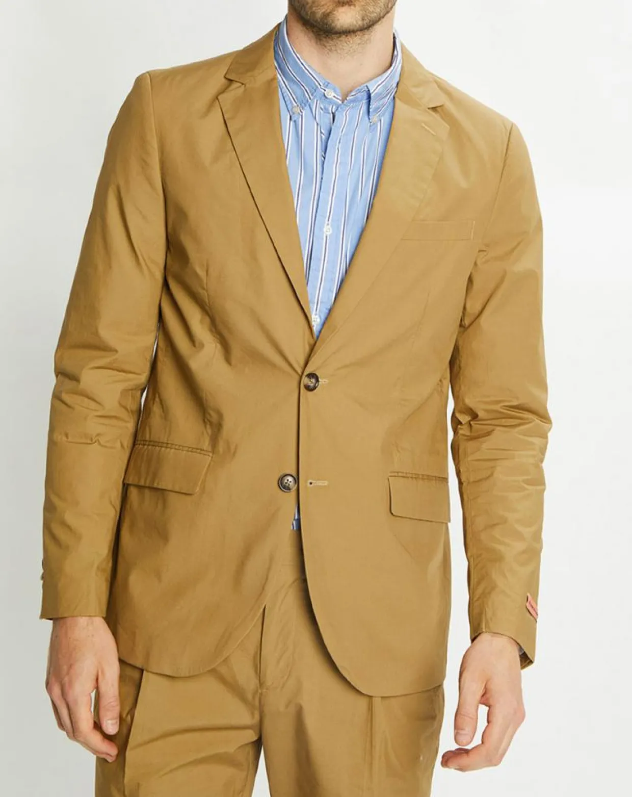 Homme Scotch & Soda Vestes, Blousons^Veste Cintrée en Popeline Stretch 2 boutons camel