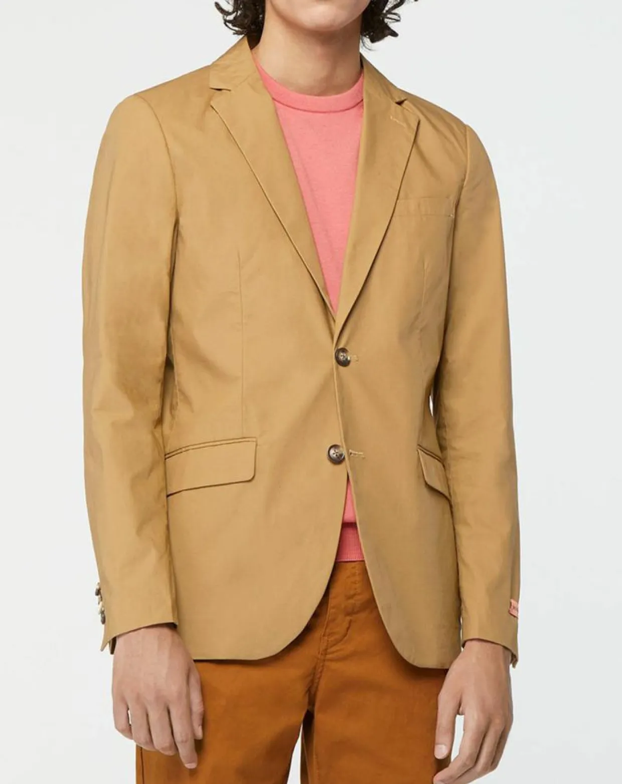 Homme Scotch & Soda Vestes, Blousons^Veste Cintrée en Popeline Stretch 2 boutons camel