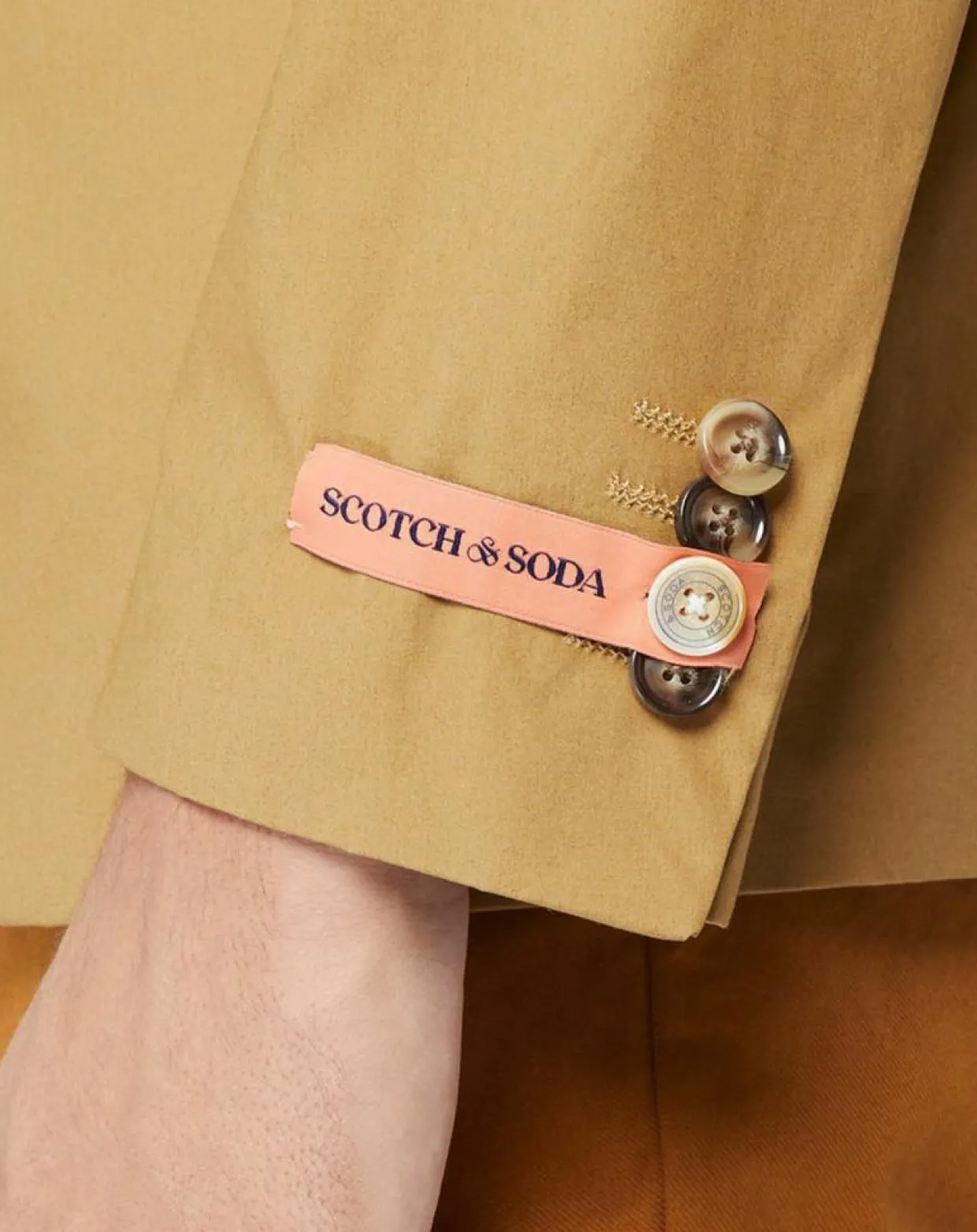 Homme Scotch & Soda Vestes, Blousons^Veste Cintrée en Popeline Stretch 2 boutons camel