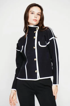Veste col montant noire-C&Jo Clearance
