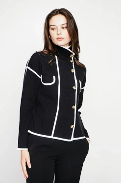 Veste col montant noire-C&Jo Clearance