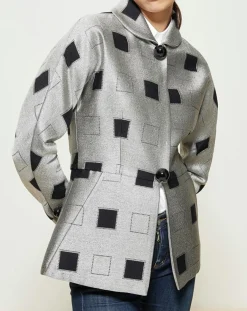 Femme Giorgio Armani Vestes, Blousons^Veste courte à imprimé géométriques argenté/noir