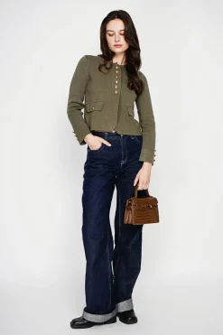 Veste courte boutonnée kaki-C&Jo New