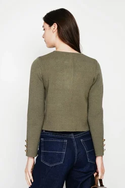 Veste courte boutonnée kaki-C&Jo New