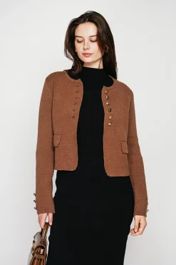 Femme C&Jo Vestes, Blousons^Veste courte boutonnée marron