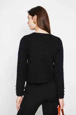Veste courte boutonnée noire-C&Jo