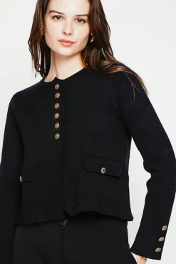 Veste courte boutonnée noire-C&Jo