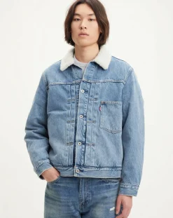 Veste courte en Coton denim col façon sherpa Trucker bleue-Levi's®