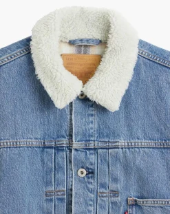 Veste courte en Coton denim col façon sherpa Trucker bleue-Levi's®