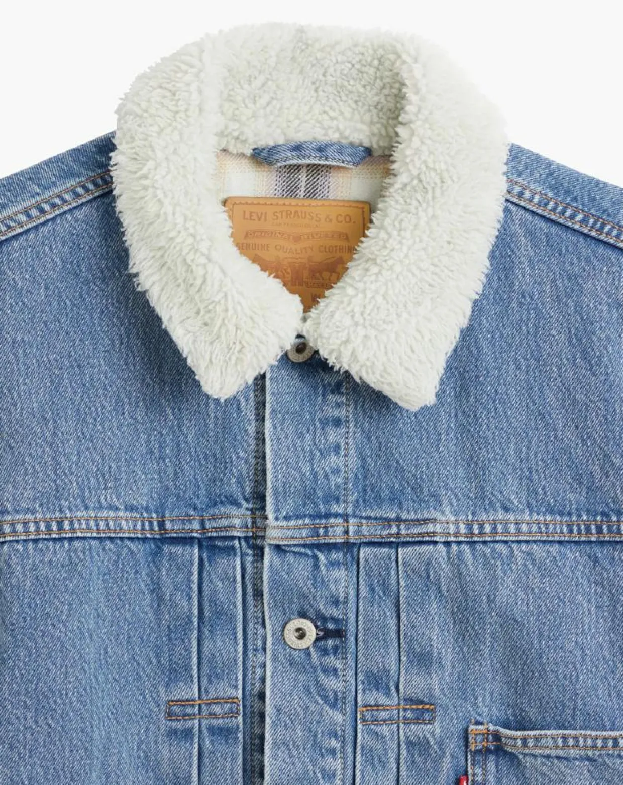 Veste courte en Coton denim col façon sherpa Trucker bleue-Levi's®