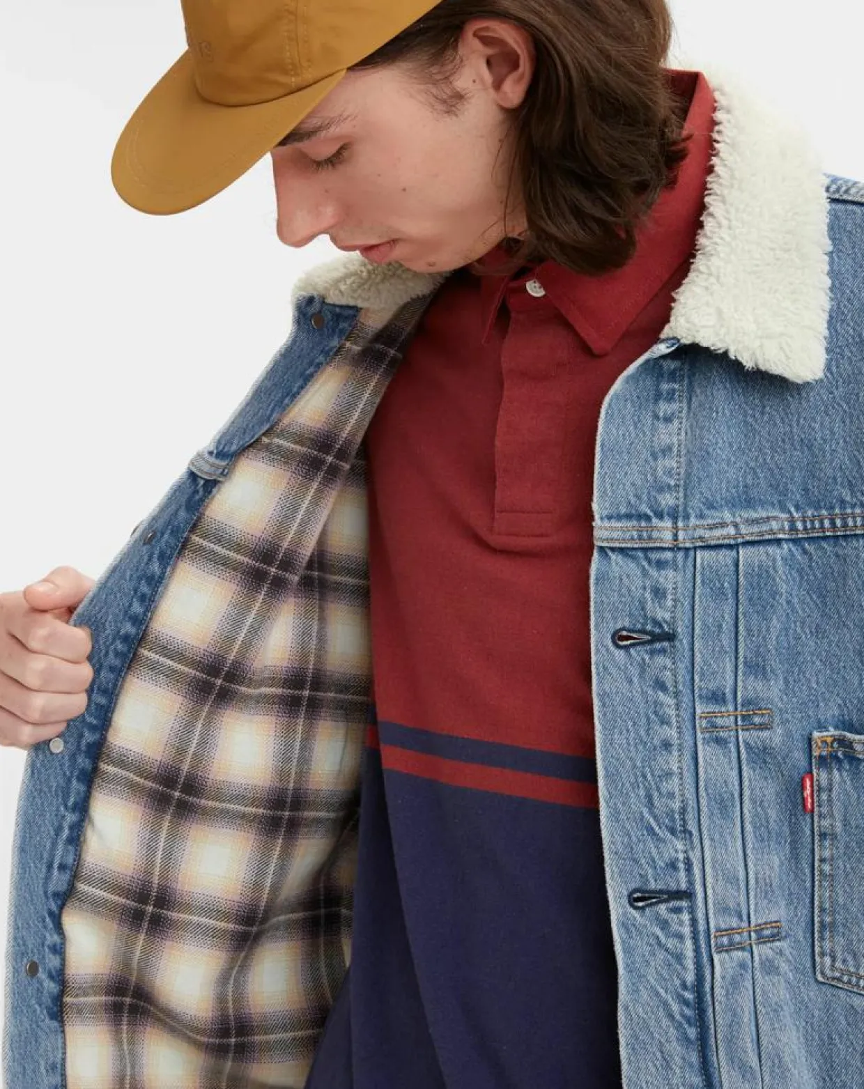 Veste courte en Coton denim col façon sherpa Trucker bleue-Levi's®