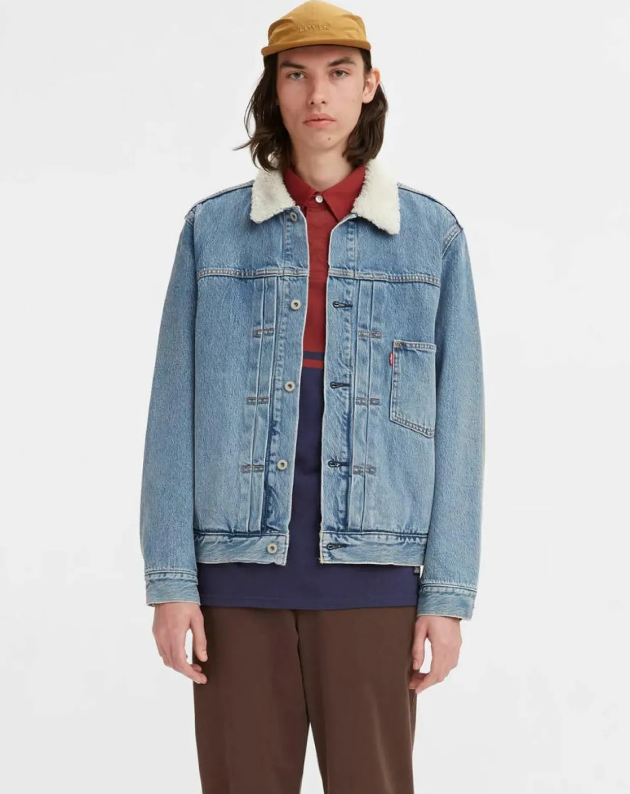 Veste courte en Coton denim col façon sherpa Trucker bleue-Levi's®