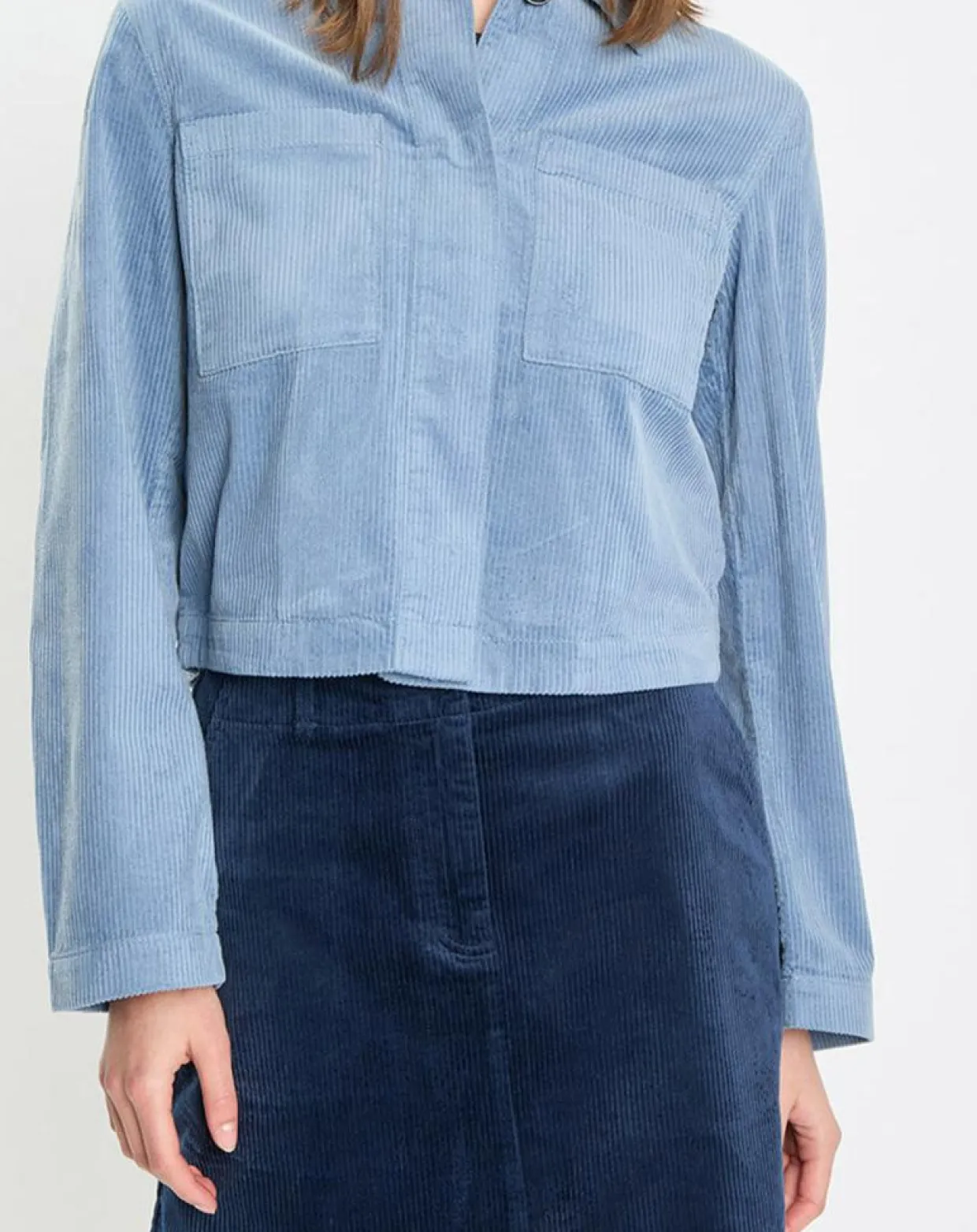 Femme Marc O'Polo Vestes, Blousons^Veste courtes en Velours côtelé bleu ciel