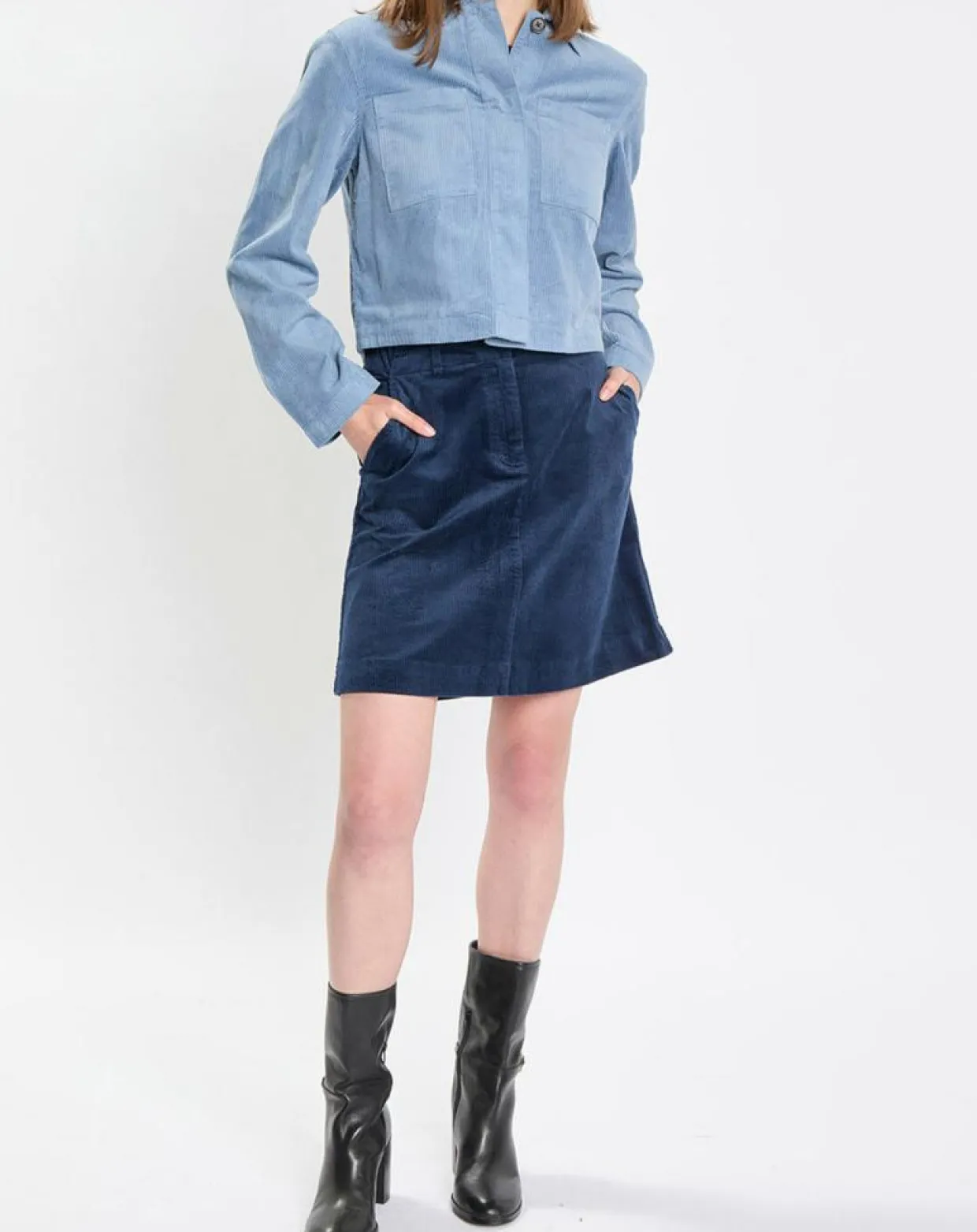 Femme Marc O'Polo Vestes, Blousons^Veste courtes en Velours côtelé bleu ciel