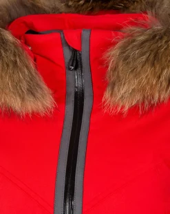 Femme Degré 7 Manteaux^Veste de ski Geod fausse fourrure rouge