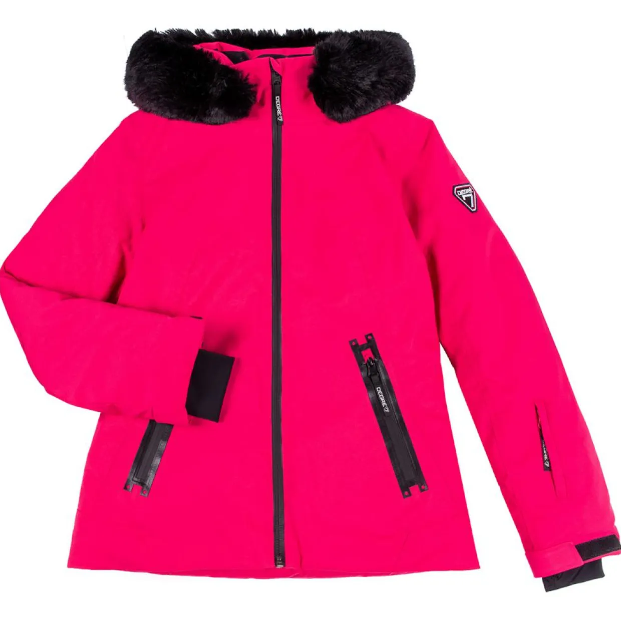 Enfant Degré 7 Fille^Veste de ski Geod JR fausse fourrure rose