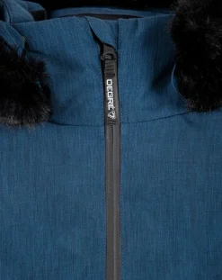Enfant Degré 7 Fille^Veste de ski Geod JR fausse fourrure bleu foncé