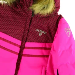 Veste de Ski Maya col fausse fourrure rose ultra-Degré 7