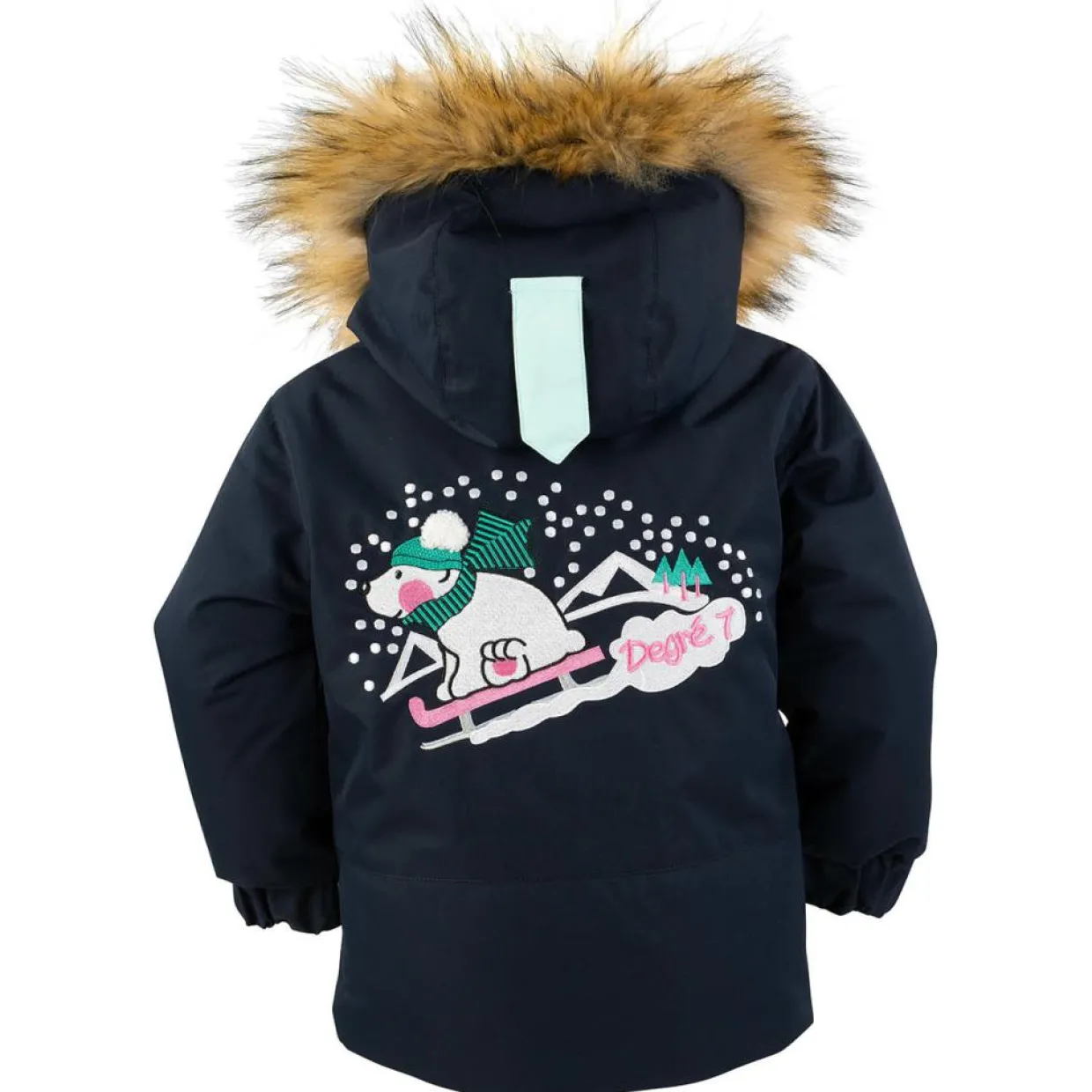 Enfant Degré 7 Fille^Veste de ski Mellow col fausse fourrure bleu foncé