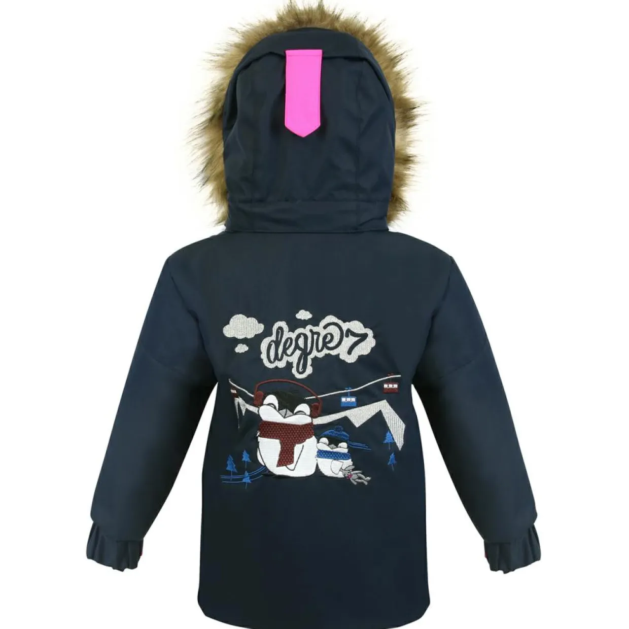 Veste de ski Pingouin col fausse fourrure bleu foncé-Degré 7 Hot