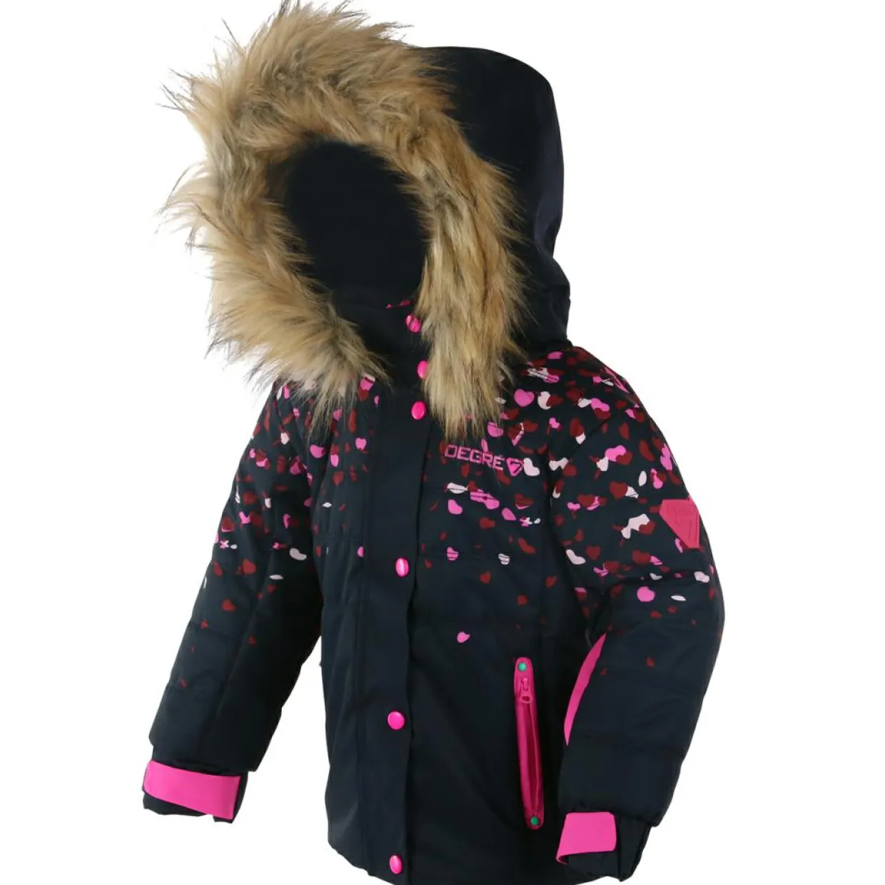 Veste de ski Rose col fausse fourrure marine-Degré 7 Hot