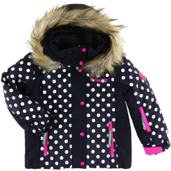 Veste de Ski Rose col fausse fourrure bleu foncé/blanc-Degré 7 Hot