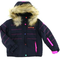 Veste de ski Snow col fausse fourrure bleu foncé-Degré 7 Best