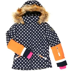 Enfant Degré 7 Fille^Veste de Ski Stiffy col fausse fourrure bleu foncé/orange