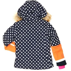 Enfant Degré 7 Fille^Veste de Ski Stiffy col fausse fourrure bleu foncé/orange