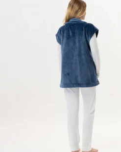 Veste d'intérieur en peluche flanelle Essentiel prusse-Le Chat Online