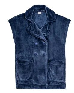 Veste d'intérieur en peluche flanelle Essentiel prusse-Le Chat Online