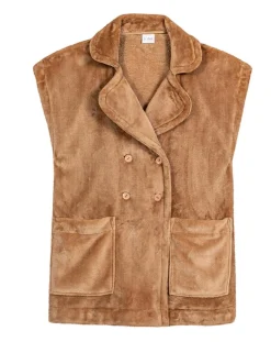Veste d'intérieur en peluche flanelle Essentiel dorée-Le Chat