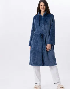 Femme Le Chat Vestes, Blousons^Veste d'intérieur en peluche flanelle Essentiel prusse