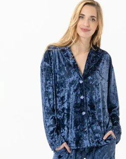 Femme Le Chat Vestes, Blousons^Veste d'intérieur en velours Platine bleue