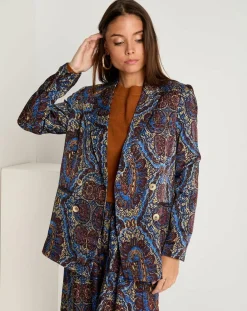 Femme See u Soon Vestes, Blousons^Veste Emma satinée imprimée bordeaux/bleu
