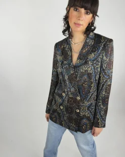 Femme See u Soon Vestes, Blousons^Veste Emma satinée imprimée bordeaux/bleu