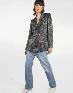 Femme See u Soon Vestes, Blousons^Veste Emma satinée imprimée bordeaux/bleu