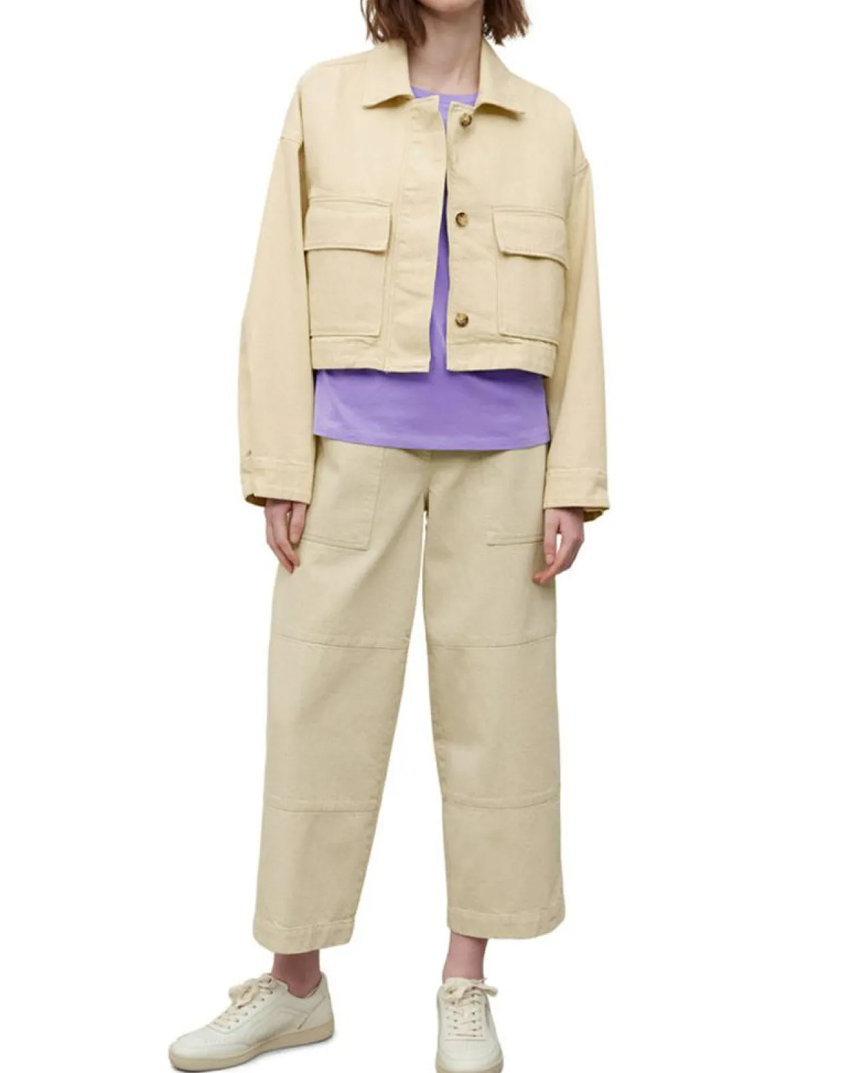 Femme Marc O'Polo Vestes, Blousons^Veste en Coton & Lin Cop beige