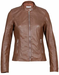 Veste en Cuir Aglae cognac-Blue Wellford New