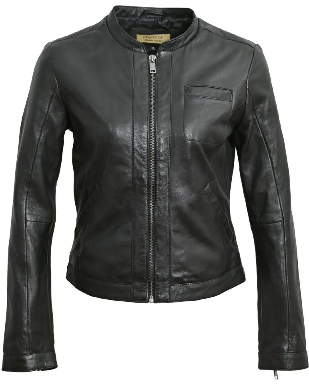 Femme Chyston Vestes, Blousons^Veste en Cuir Aiden noire