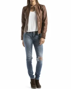 Veste en Cuir Alazeia cognac-Blue Wellford Hot