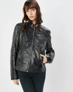 Veste en Cuir Alazeia noire-Blue Wellford