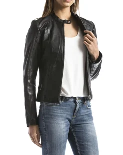 Veste en Cuir Alazeia noire-Blue Wellford