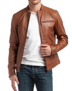 Veste en Cuir Alban cognac-Chyston Sale