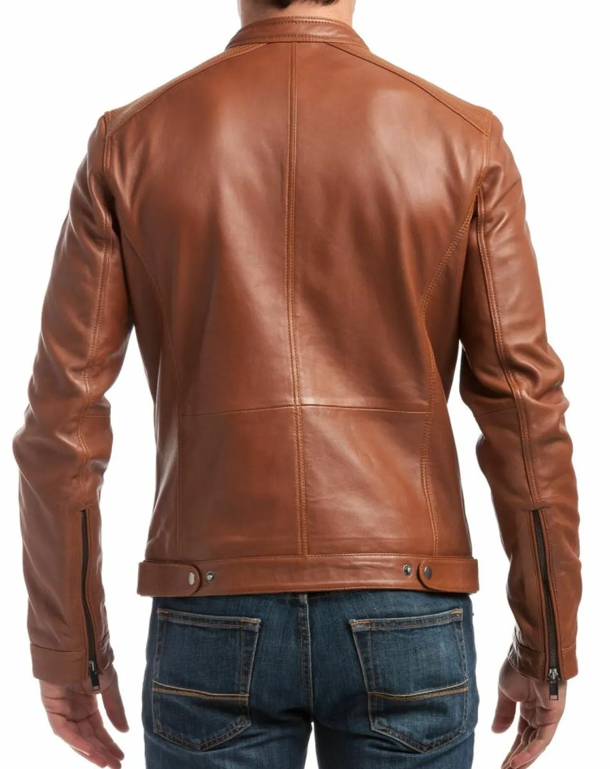 Veste en Cuir Alban cognac-Chyston Sale