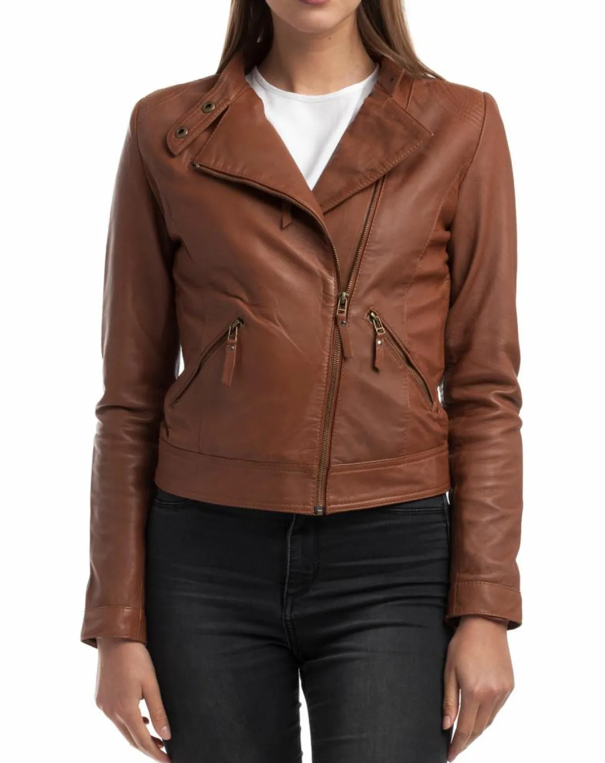 Femme Chyston Vestes, Blousons^Veste en Cuir Alison cognac