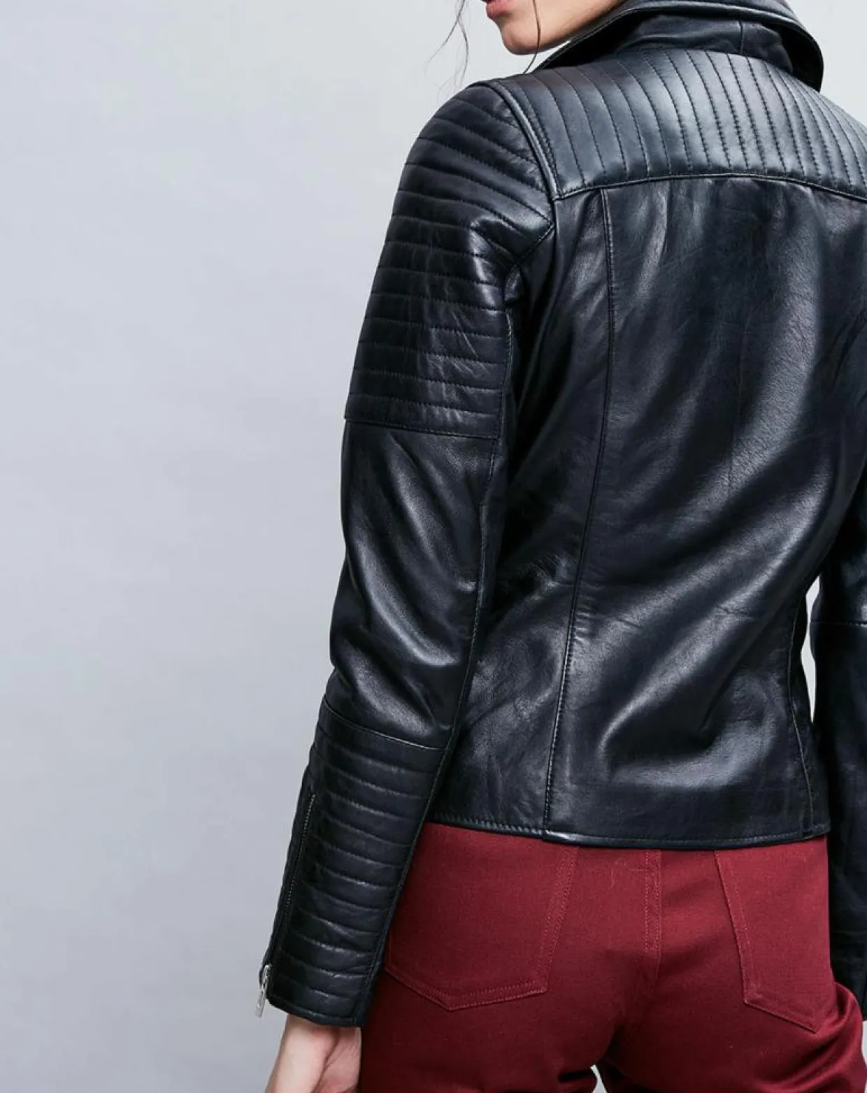 Veste en Cuir Althea noire-Chyston Clearance